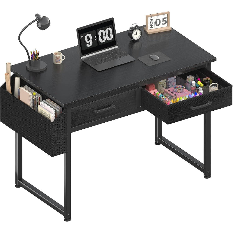 32" Black Desk with Drawers