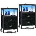 2‑Piece Black Oak Nightstands