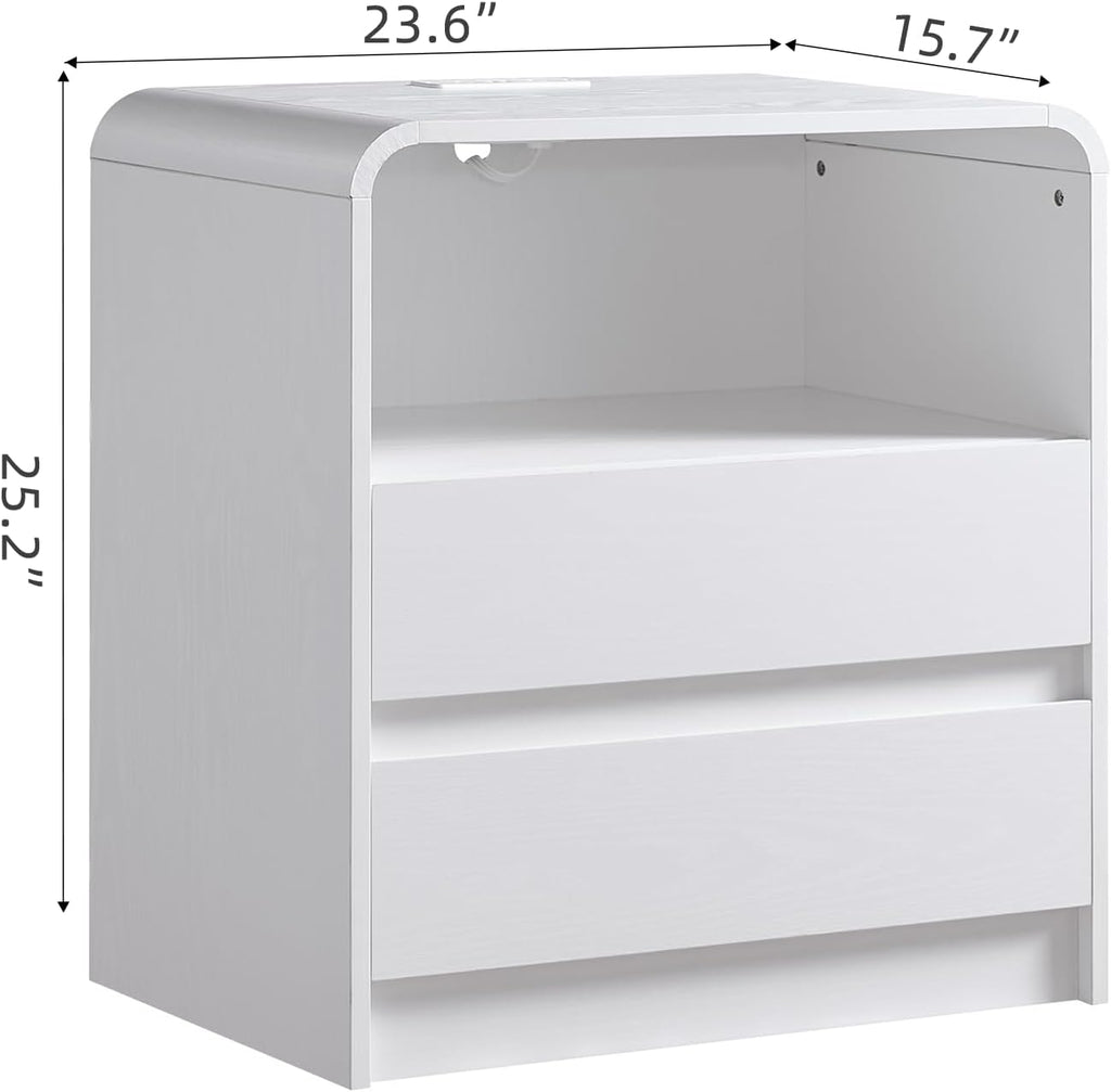 2‑Piece White Modern Nightstands