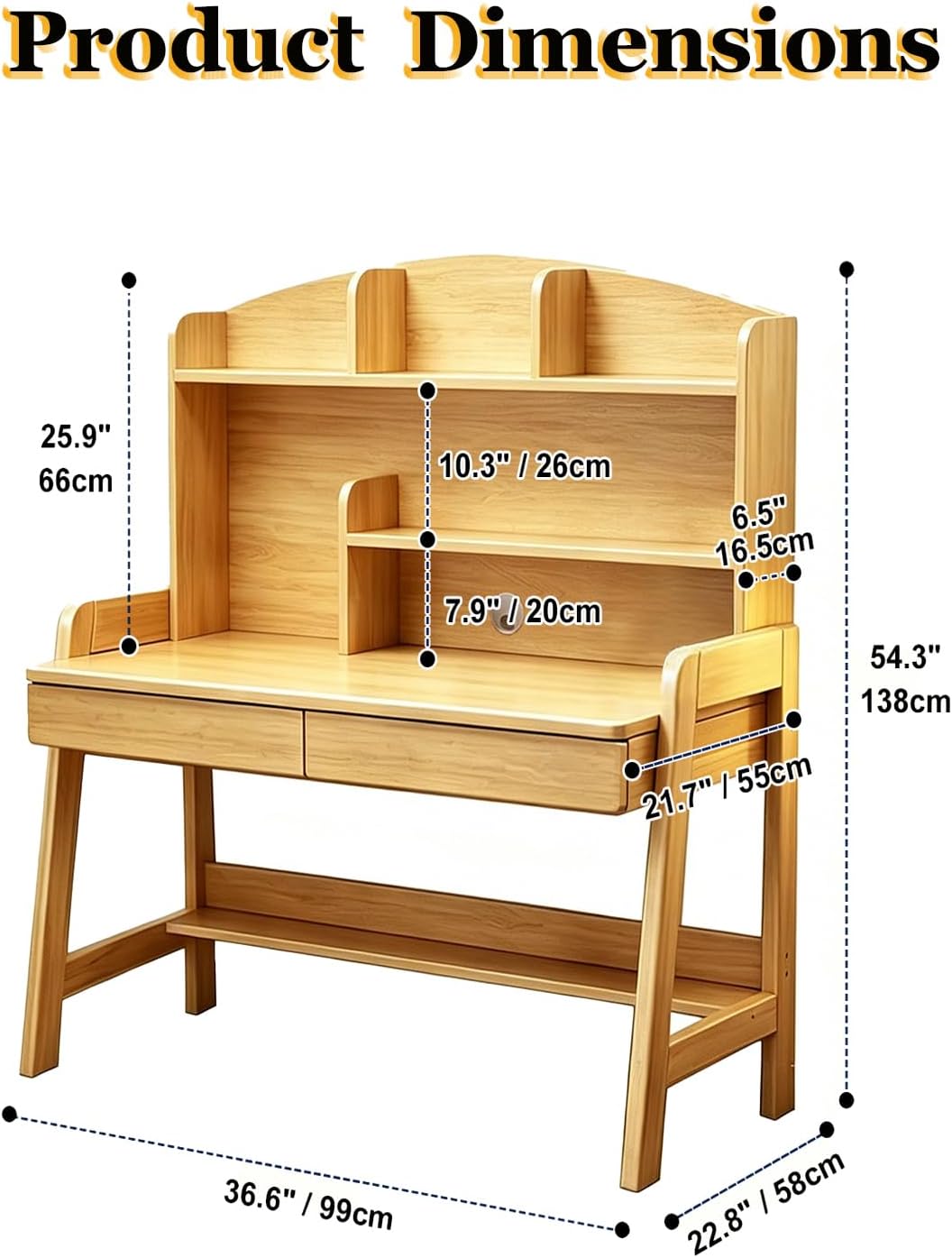 Kids Height‑Adjustable Study Desk