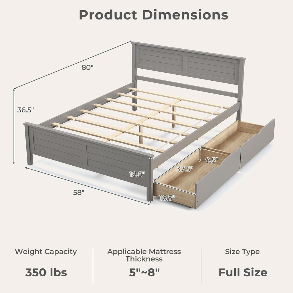 Full Wood Storage Bed Frame