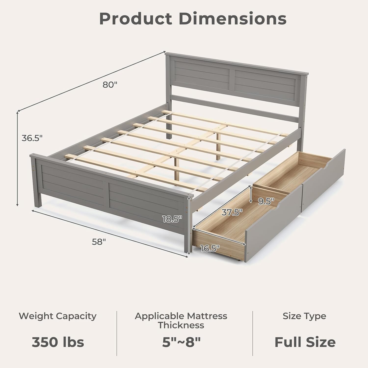 Full Wood Storage Bed Frame