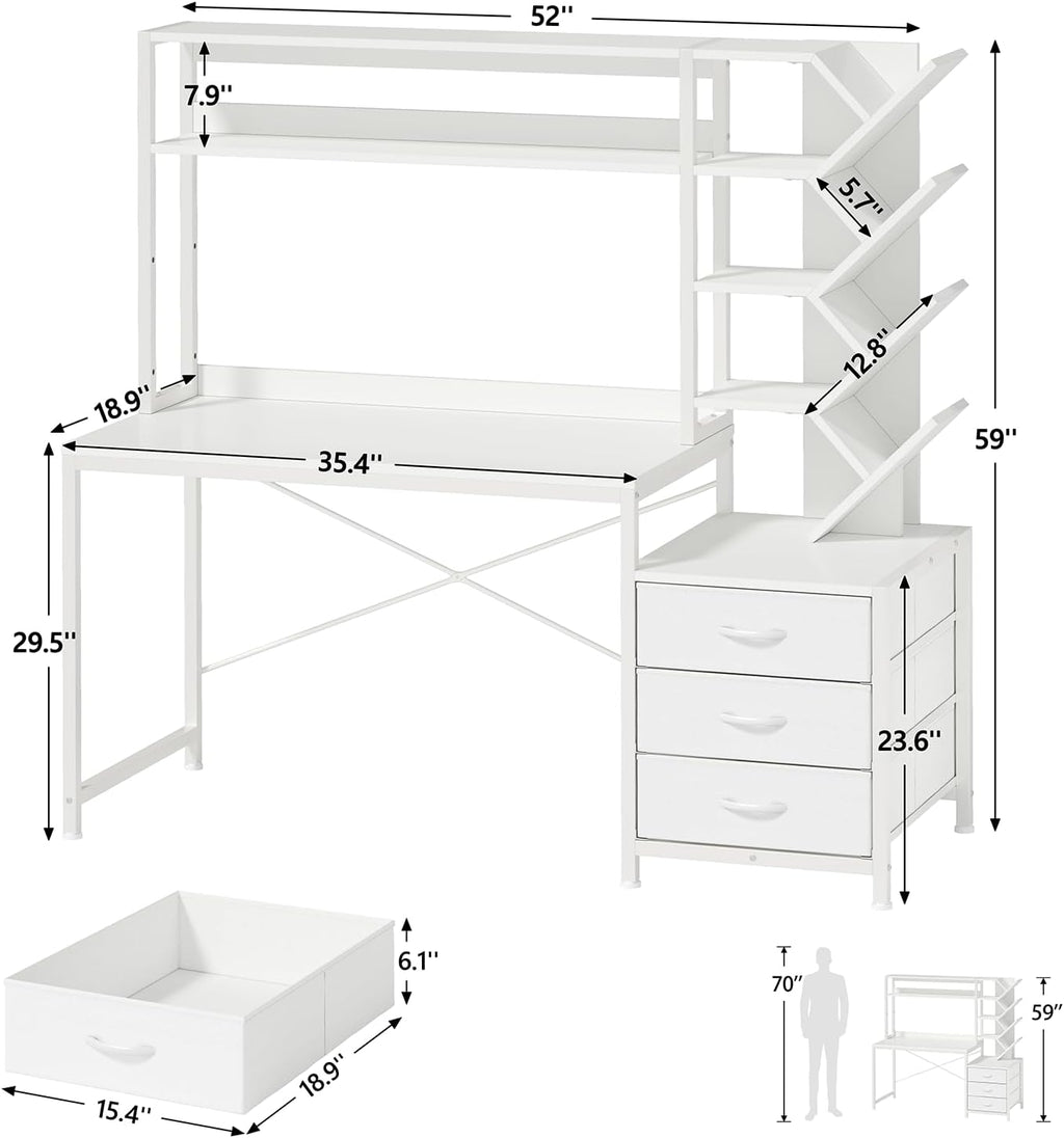 52" Desk with Bookshelf