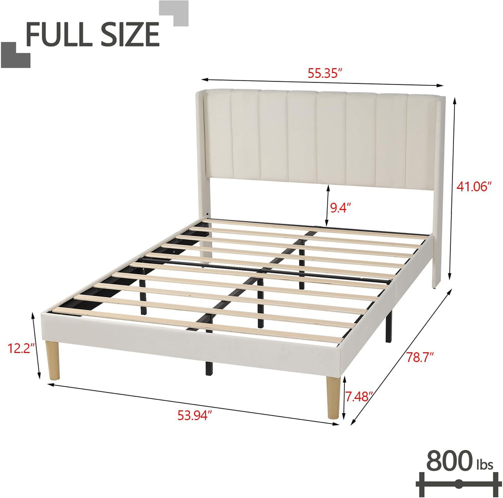 Full Size Velvet Upholstered Bed Frame