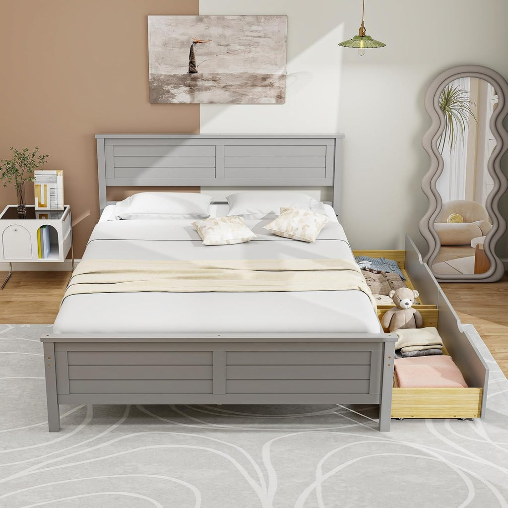 Full Wood Storage Bed Frame
