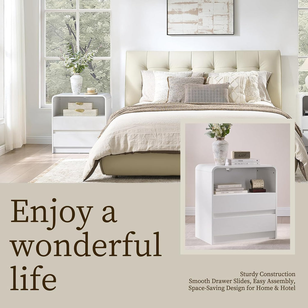 2‑Piece White Modern Nightstands