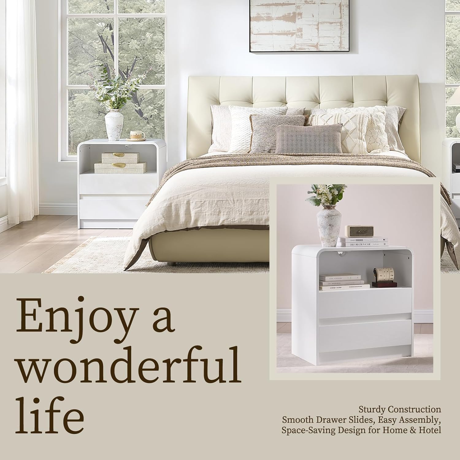 2‑Piece White Modern Nightstands