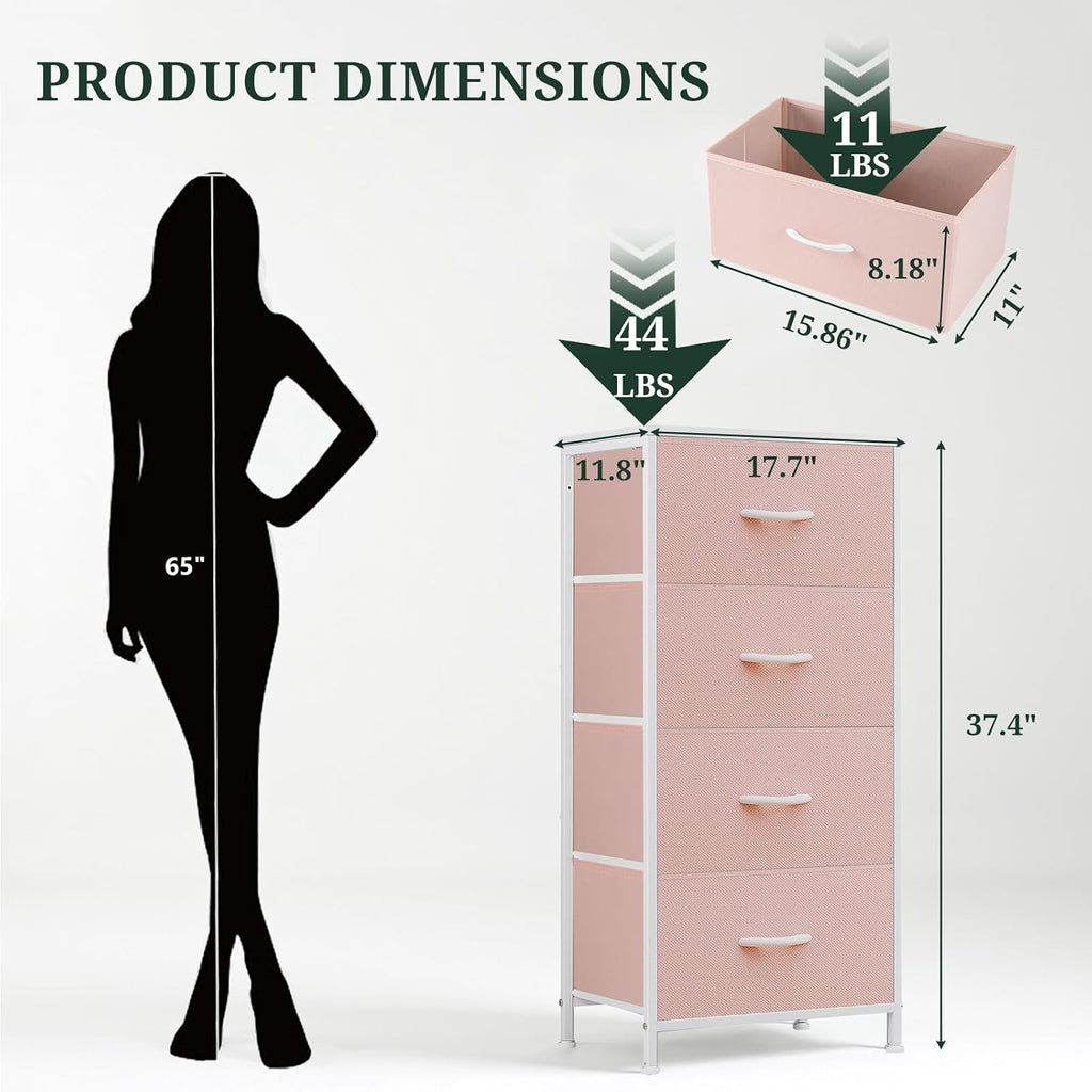 4‑Drawer Wood Top Fabric Dresser