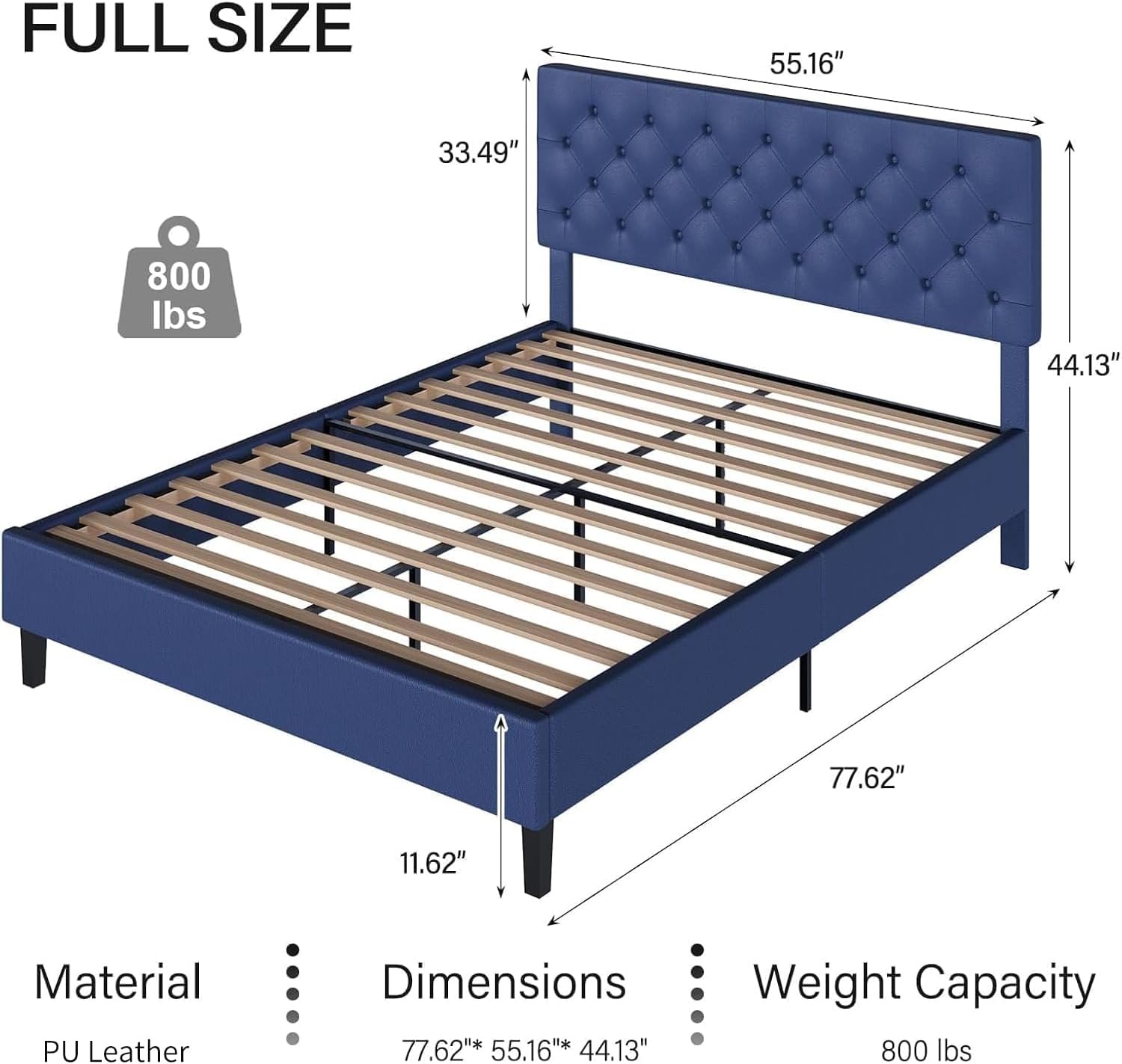 Full Faux Leather Bed Frame