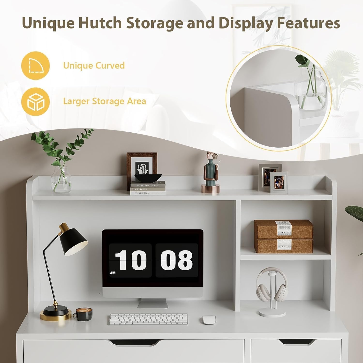 53" Desk with Hutch