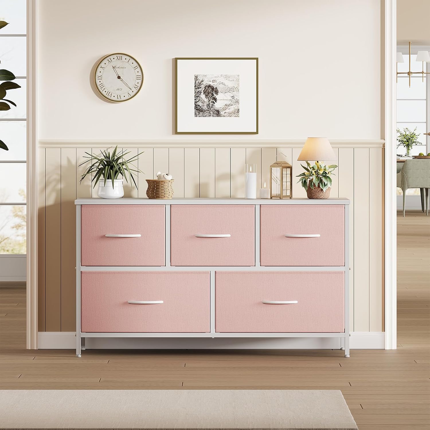 Pink 5‑Drawer Dresser