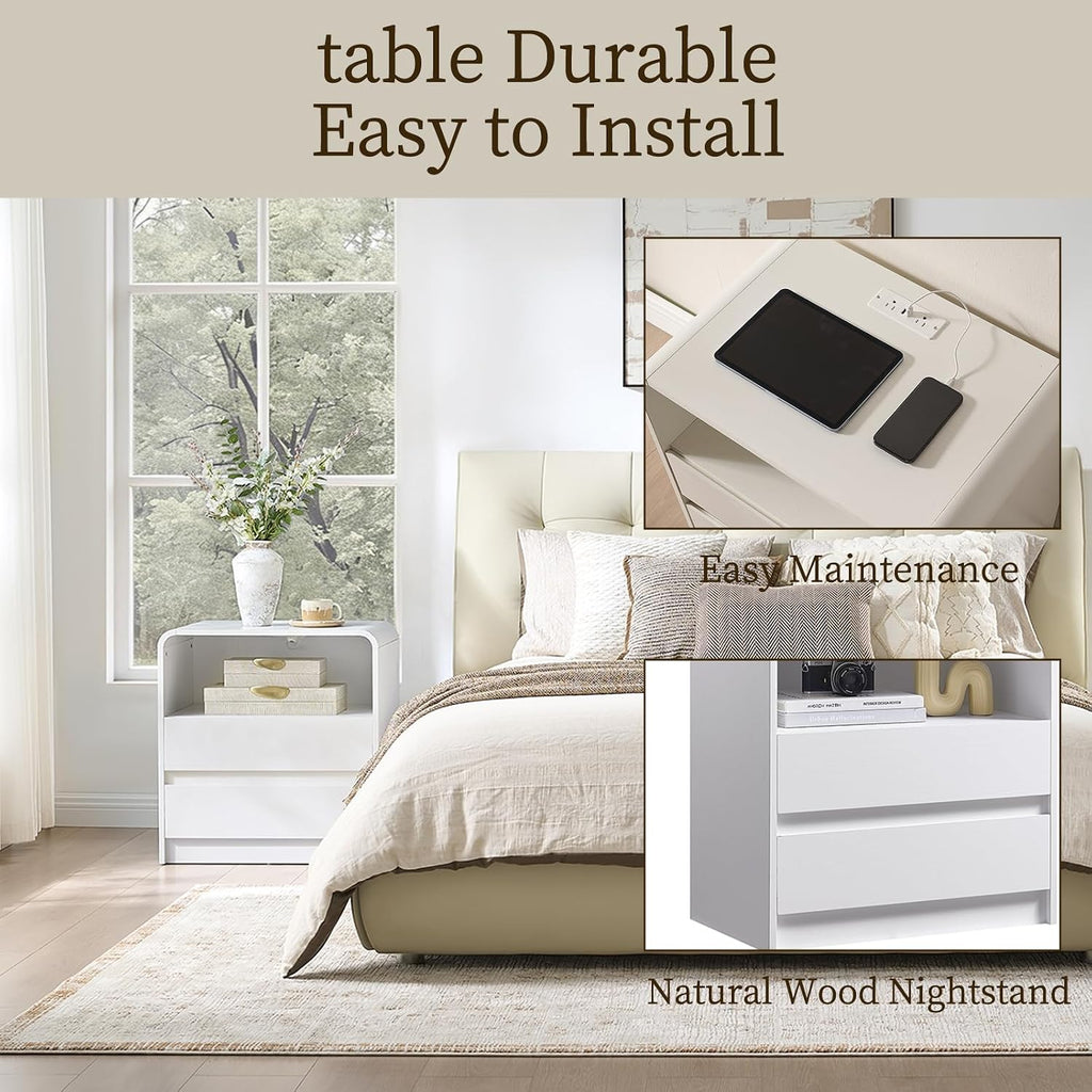 2‑Piece White Modern Nightstands