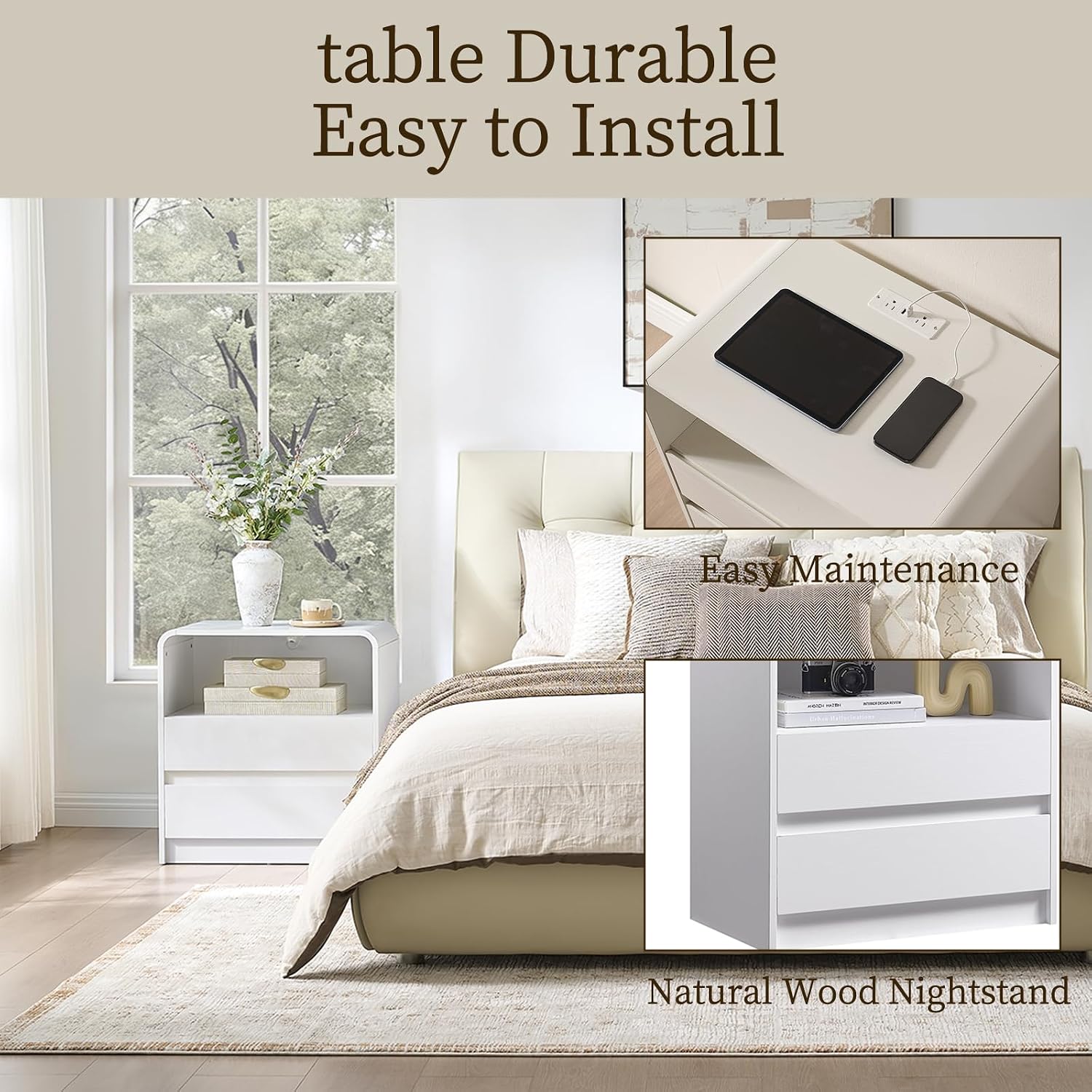 2‑Piece White Modern Nightstands