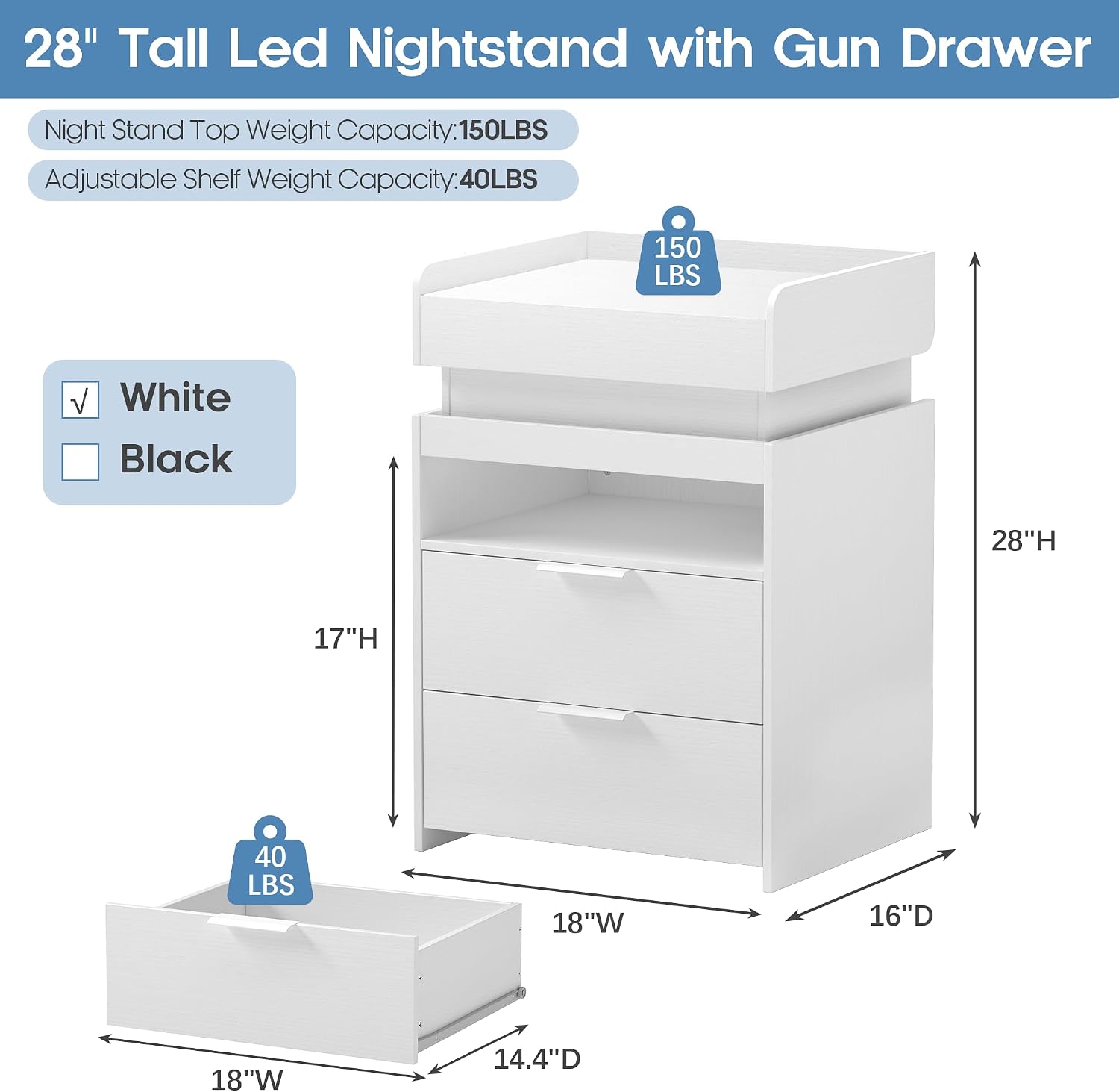 2‑Piece White Nightstands
