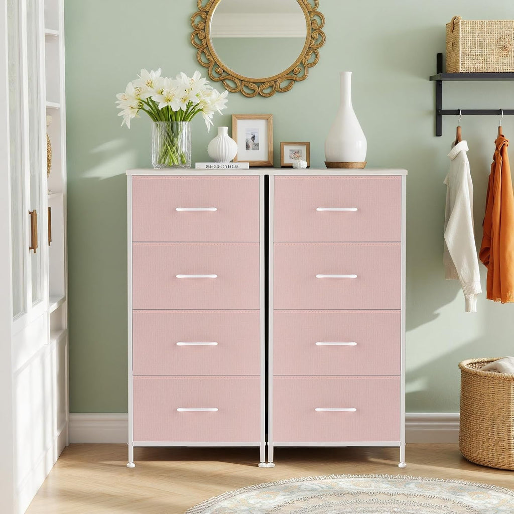 4‑Drawer Wood Top Fabric Dresser