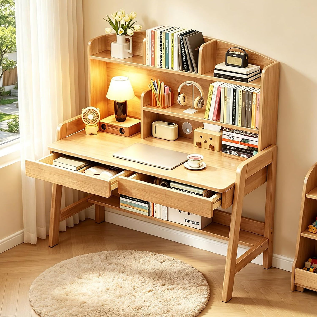 Kids Height‑Adjustable Study Desk
