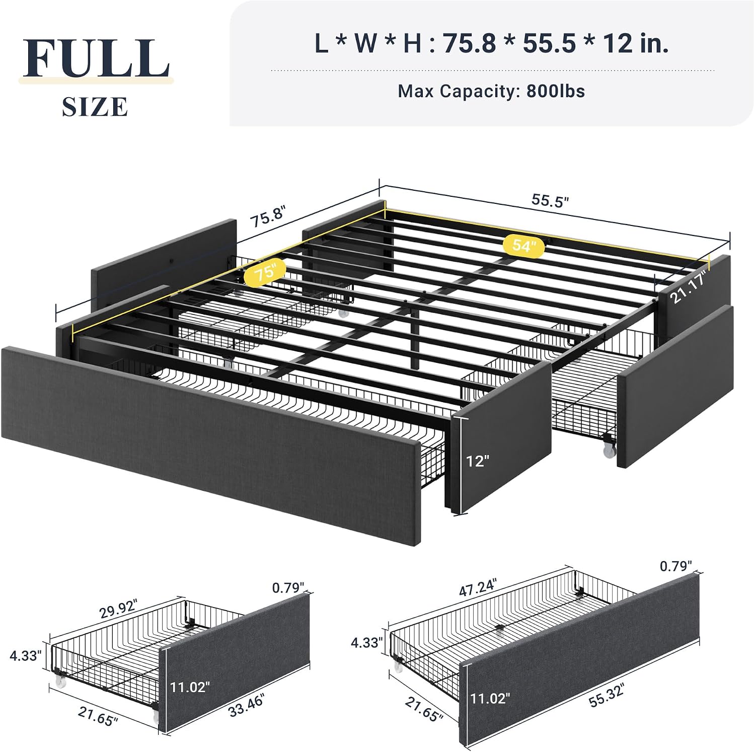 Full Storage Bed Frame