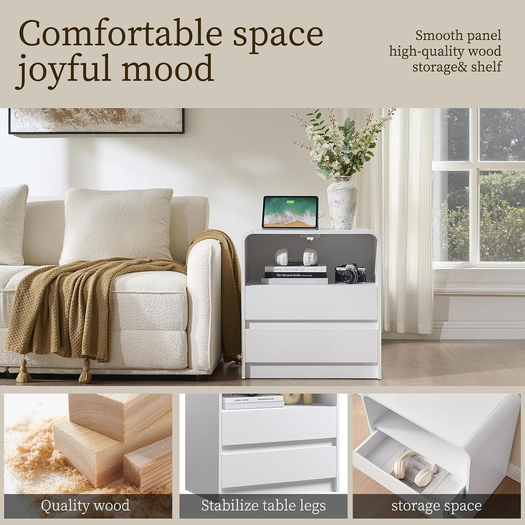 2‑Piece White Modern Nightstands