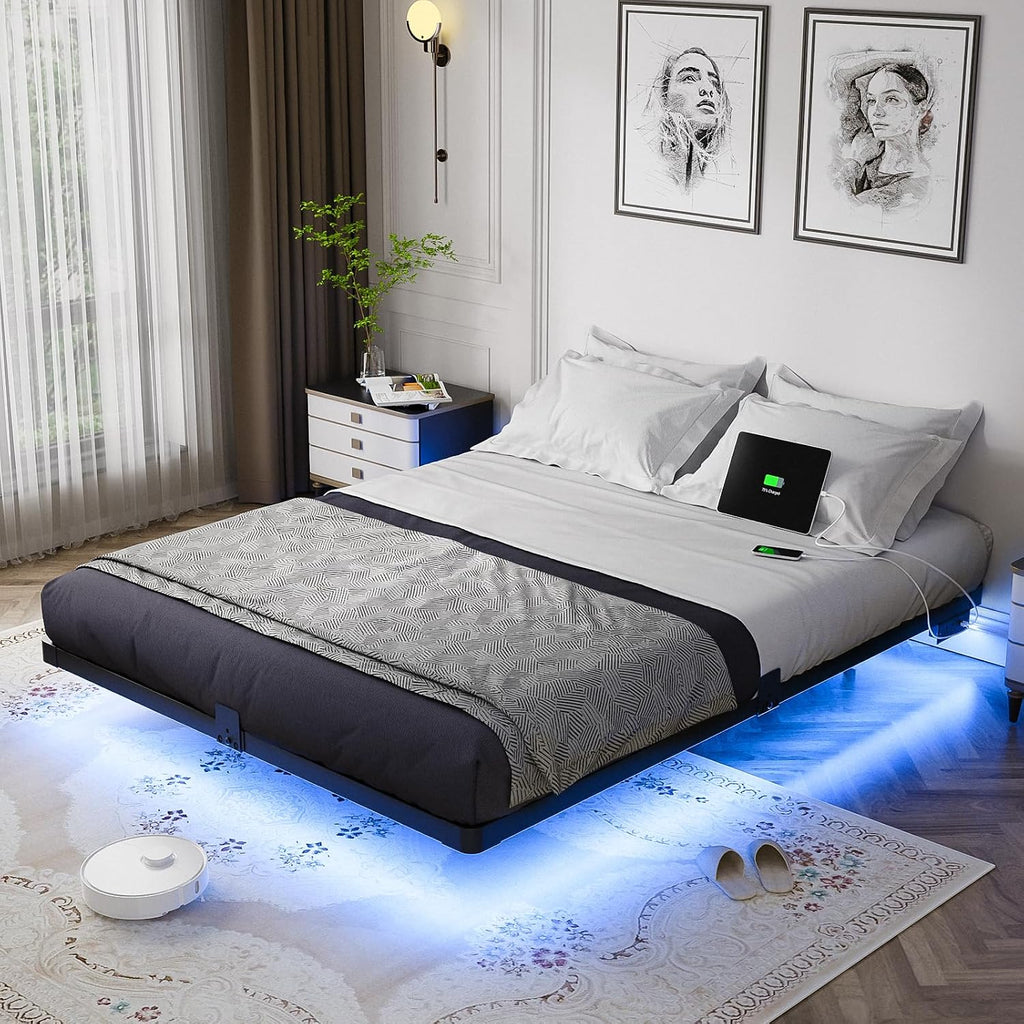 Queen Floating Metal Bed Frame