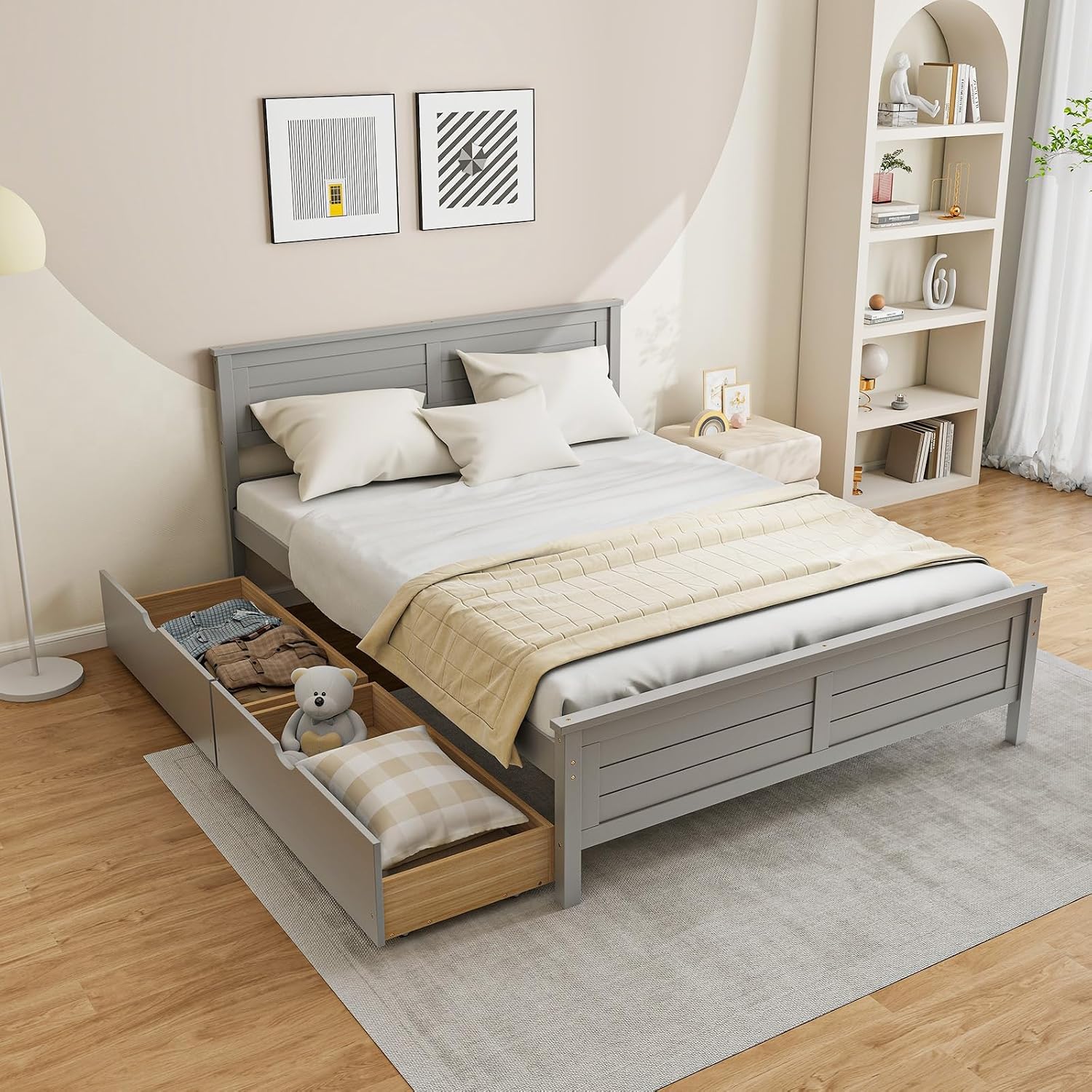 Full Wood Storage Bed Frame