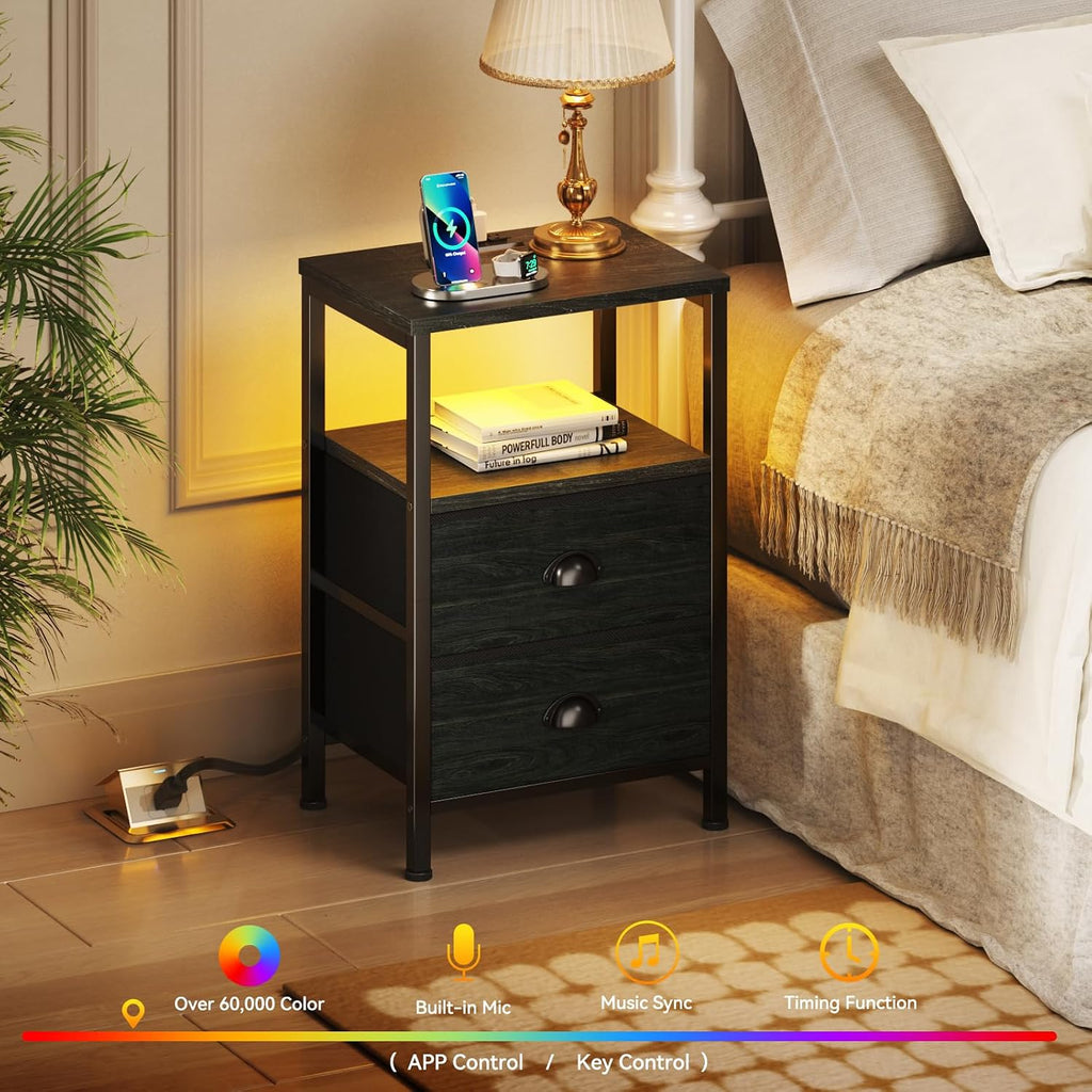 2‑Piece Black Oak Nightstands