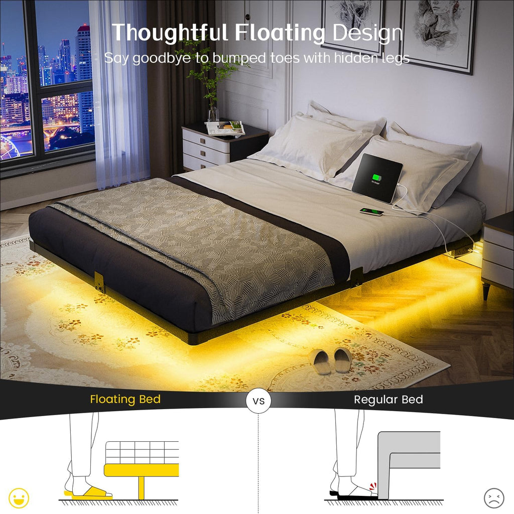 Queen Floating Metal Bed Frame