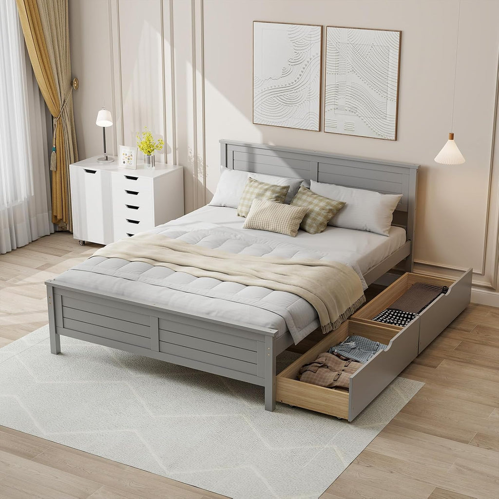 Full Wood Storage Bed Frame