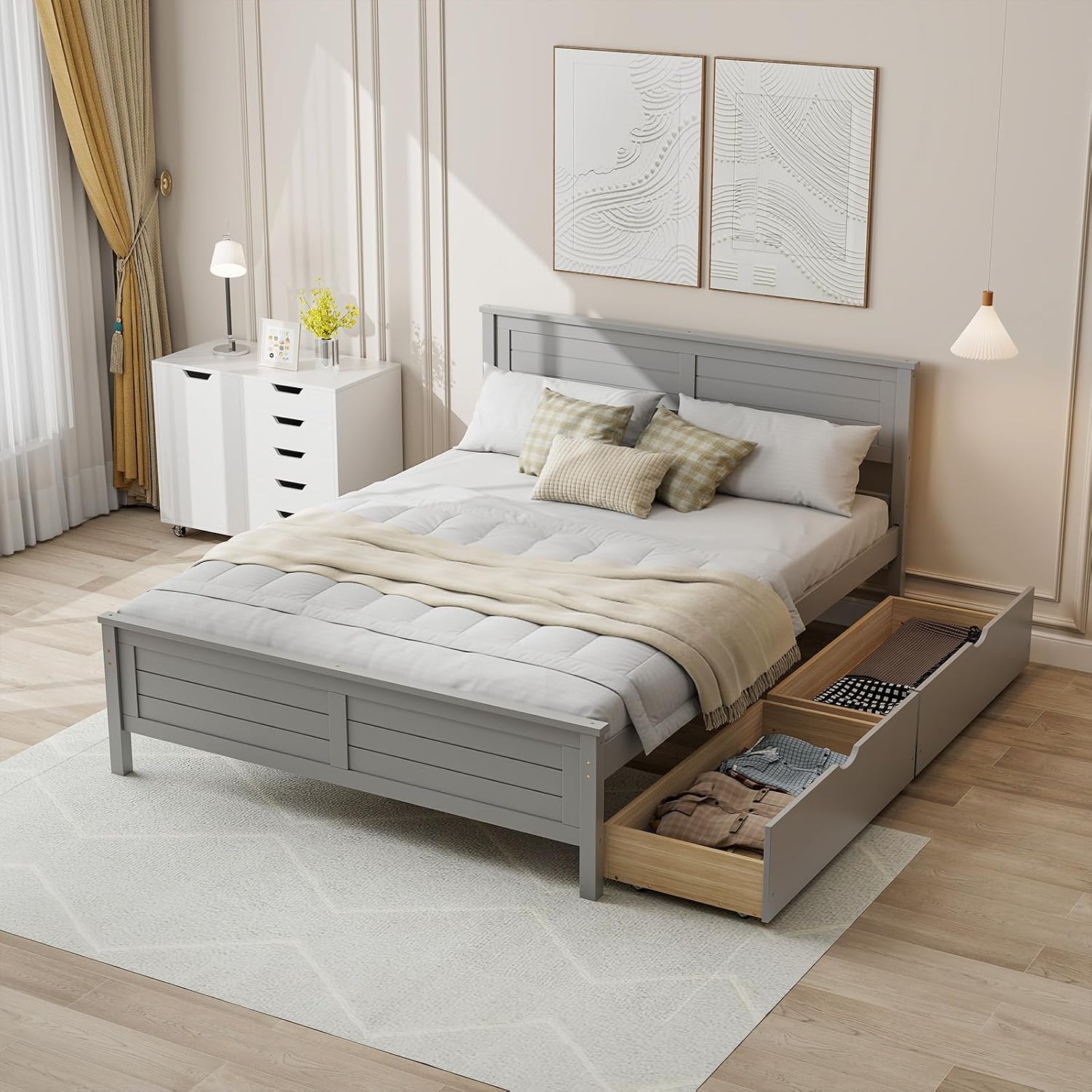 Full Wood Storage Bed Frame