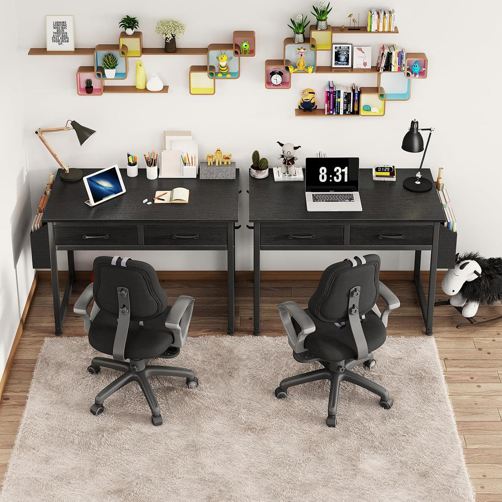 32" Black Desk with Drawers