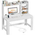 43" White Desk with Hutch